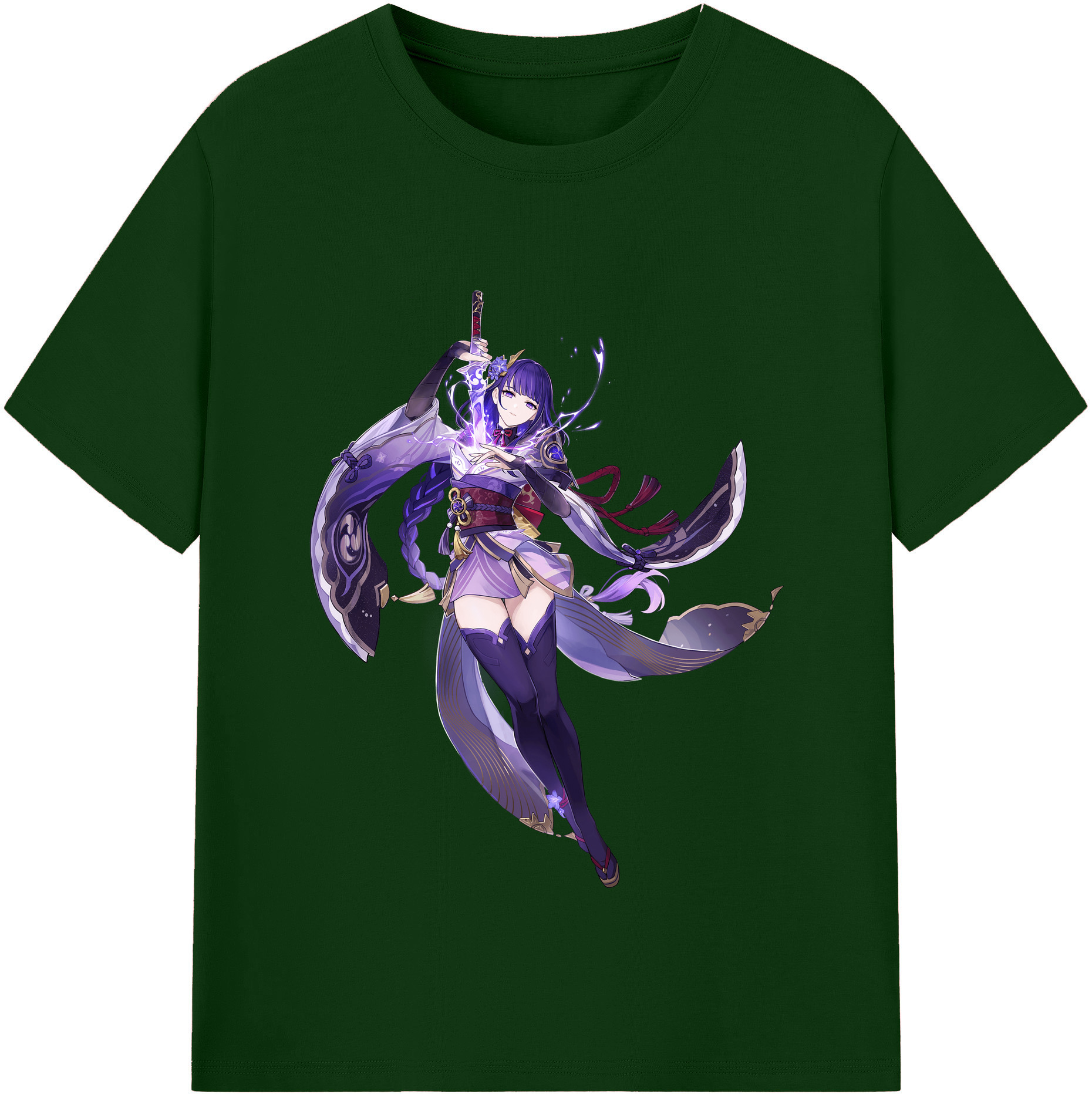 げんし神 雷電将軍 らいでんしょうぐん genshin Raiden Shogun 綿100％半袖Tシャツ（フロントプリント）